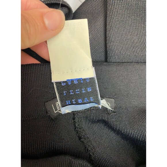 Herve Leger Paris Black Wide Leg Pants Elastic Waist Open Split Sides Size Large - Picture 10 of 10